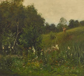 Sommerlandskab med plæneklipper